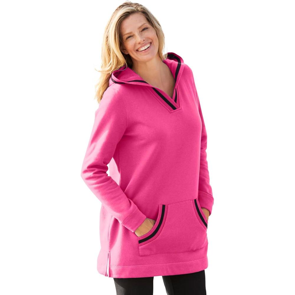 imageWoman Within Plus Size VNeck Hoodie SweatshirtRaspberry Sorbet
