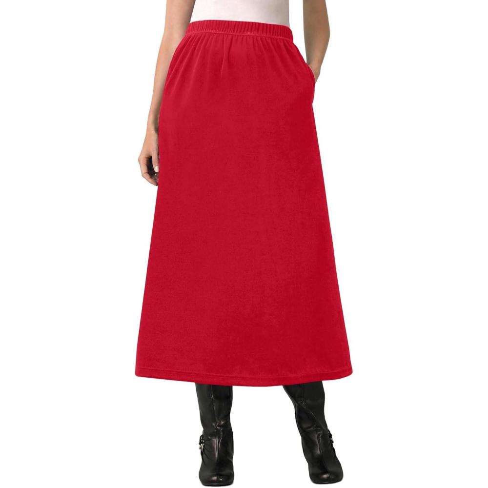 imageWoman Within Plus Size Velour ALine SkirtClassic Red