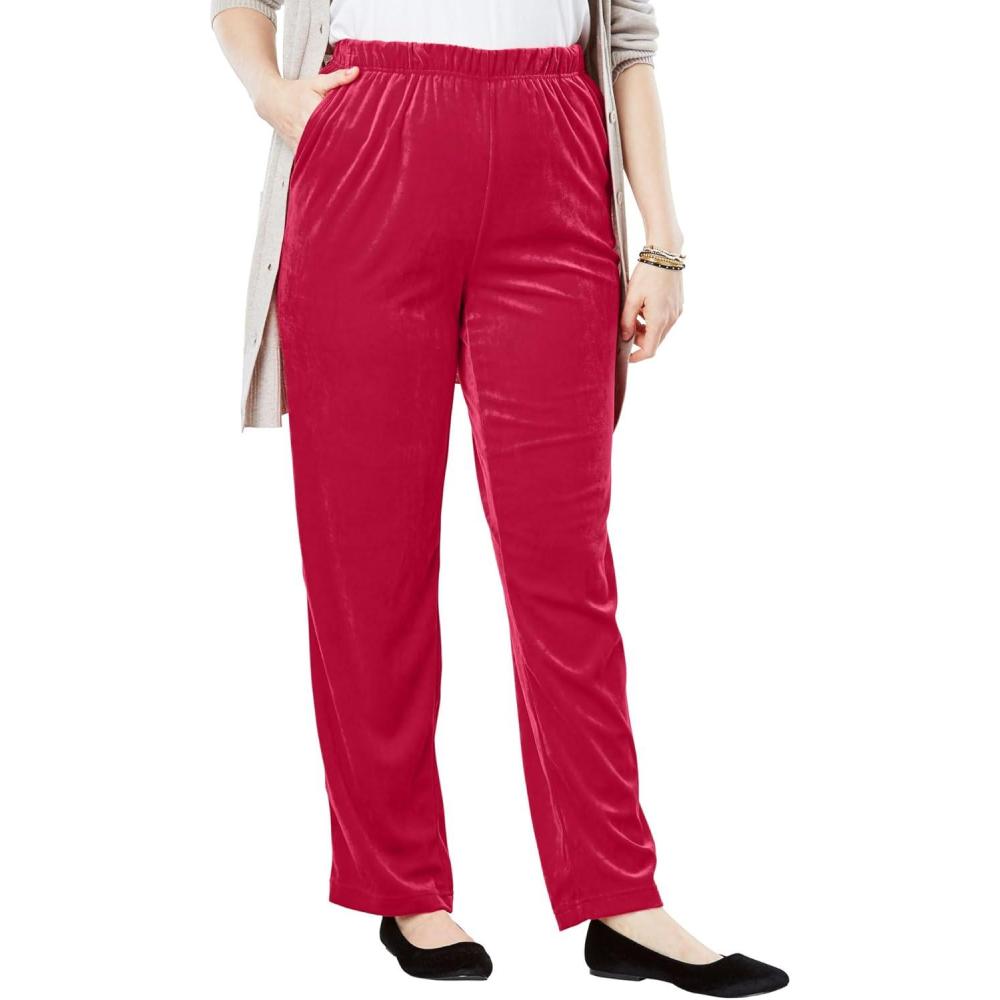 imageWoman Within Plus Size Velour PantClassic Red
