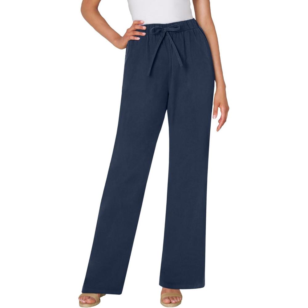 imageWoman Within Plus Size WideLeg Drawstring Denim PantsNavy