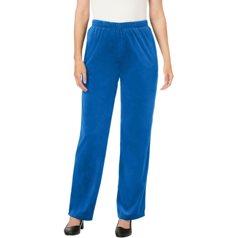 imageWoman Within Plus Size WideLeg Velour PantDeep Cobalt
