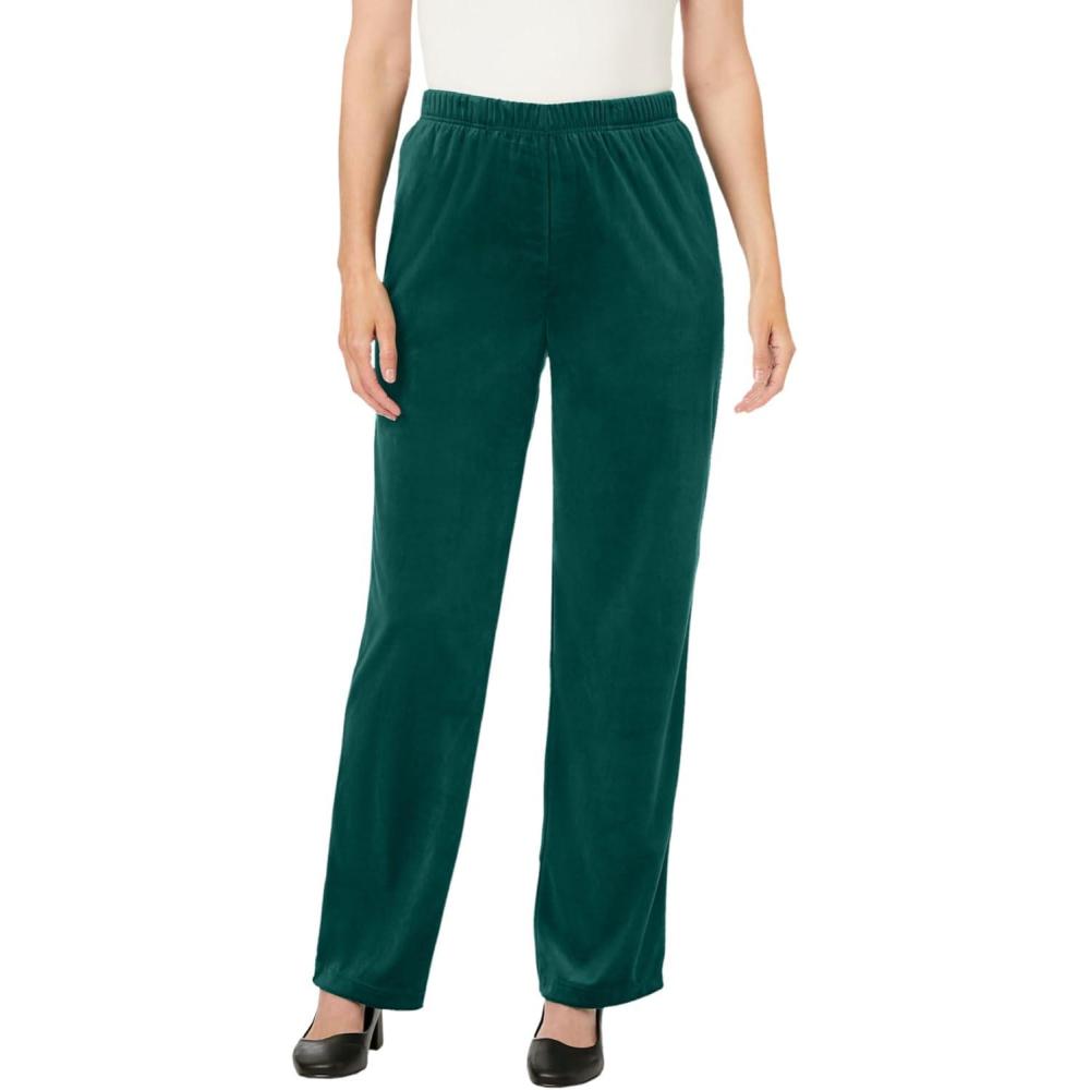 imageWoman Within Plus Size WideLeg Velour PantEmerald Green