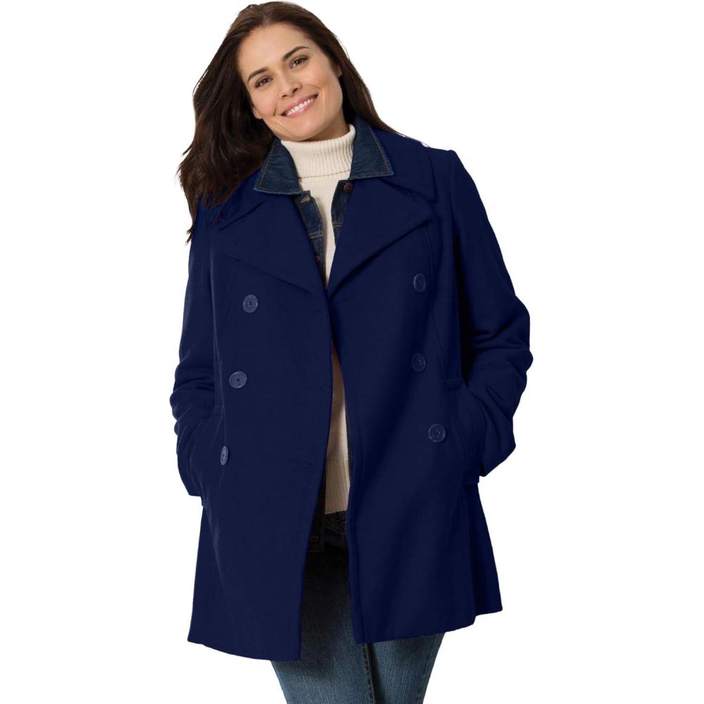 imageWoman Within Plus Size WoolBlend DoubleBreasted PeacoatNavy