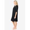 Dreams & Co. Plus Size Short French Terry Zip-Front Robe(Black)