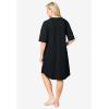 Dreams & Co. Plus Size Short French Terry Zip-Front Robe(Black)