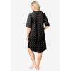 Dreams & Co. Plus Size Short French Terry Zip-Front Robe(Black Dot)