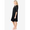 Dreams & Co. Plus Size Short French Terry Zip-Front Robe(Black Dot)