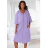 Dreams & Co. Plus Size Short French Terry Zip-Front Robe(Pink Hearts)