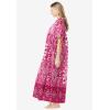 Only Necessities Women’s Plus Size Bib Front Lounger House Dress, Nightgown(Pink Burst Ikat)