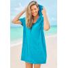 Swimsuits For All Swim 365 Women’s Plus Size Hooded Terry Swim Cover Up(Blue Sea)