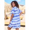 Swimsuits For All Swim 365 Women’s Plus Size Hooded Terry Swim Cover Up(Ultra Blue Tie Dye Stripe)