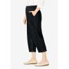 Woman Within Plus Size 7-Day Elastic-Waist Pull-On Cotton Denim Capri Jeans(Black)