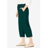Woman Within Plus Size 7-Day Elastic-Waist Pull-On Cotton Denim Capri Jeans(Emerald Green)