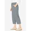 Woman Within Plus Size 7-Day Elastic-Waist Pull-On Cotton Denim Capri Jeans(Gunmetal)