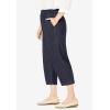 Woman Within Plus Size 7-Day Elastic-Waist Pull-On Cotton Denim Capri Jeans(Indigo)