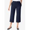 Woman Within Plus Size 7-Day Elastic-Waist Pull-On Cotton Denim Capri Jeans(Light Stonewash)