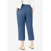 Woman Within Plus Size 7-Day Elastic-Waist Pull-On Cotton Denim Capri Jeans(Medium Stonewash)