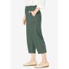 Woman Within Plus Size 7-Day Elastic-Waist Pull-On Cotton Denim Capri Jeans(Pine)