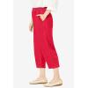 Woman Within Plus Size 7-Day Elastic-Waist Pull-On Cotton Denim Capri Jeans(Vivid Red)