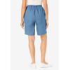 Woman Within Plus Size 7-Day Elastic-Waist Pull-On Cotton Denim Shorts(Light Stonewash)