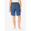 Woman Within Plus Size 7-Day Elastic-Waist Pull-On Cotton Denim Shorts(Medium Stonewash)