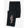 Woman Within Plus Size 7-Day Knit Embroidered Straight-Leg Pull-On Pants(Black Rose Pink Floral Embroidery)