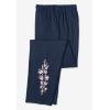 Woman Within Plus Size 7-Day Knit Embroidered Straight-Leg Pull-On Pants(Navy Floral Embroidery)