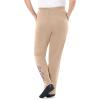 Woman Within Plus Size 7-Day Knit Embroidered Straight-Leg Pull-On Pants(New Khaki Floral Embroidery)