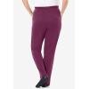 Woman Within Plus Size 7-Day Knit Straight Leg Pant Stretch Elastic Waist Petite & Tall(Deep Claret)