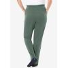 Woman Within Plus Size 7-Day Knit Straight Leg Pant Stretch Elastic Waist Petite & Tall(Pine)