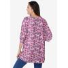 Woman Within Plus Size 7-Day Three-Quarter Sleeve Pintucked Henley Tunic(Dusty Pink Flower Garden)