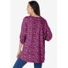 Woman Within Plus Size 7-Day Three-Quarter Sleeve Pintucked Henley Tunic(Dusty Pink Flower Garden)