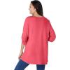 Woman Within Plus Size 7-Day Three-Quarter Sleeve Pintucked Henley Tunic(Pink)