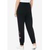 Woman Within Plus Size Better-Fleece Pull-On Jogger Sweatpants(Black Floral Embroidery)