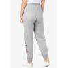 Woman Within Plus Size Better-Fleece Pull-On Jogger Sweatpants(Heather Grey Floral Embroidery)