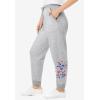 Woman Within Plus Size Better-Fleece Pull-On Jogger Sweatpants(Heather Grey Floral Embroidery)