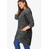Woman Within Plus Size Button-Front Shaker Cardigan(Black White Marled)