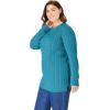 Woman Within Plus Size Cable Knit Pullover Crewneck Sweater(Emerald)