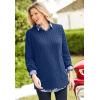 Woman Within Plus Size Cable Knit V-Neck Pullover Sweater(Evening Blue)