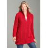 Woman Within Plus Size Cabled Zip-Front Cardigan(Emerald)