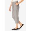 Woman Within Plus Size Capri Elastic Waist Stretch Fineline Denim Jean (Petite Available)(Grey Denim)
