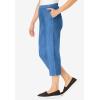 Woman Within Plus Size Capri Elastic Waist Stretch Fineline Denim Jean (Petite Available)(Light Stonewash)