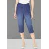 Woman Within Plus Size Capri Elastic Waist Stretch Fineline Denim Jean (Petite Available)(Stonewash Sanded)