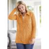 Woman Within Plus Size Chenille Zip Cable Cardigan(Black)