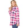Woman Within Plus Size Classic Flannel Shirt(Soft Iris Plaid)