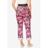 Woman Within Plus Size Convertible 2-in-1 Cargo Pant & Capri Elastic Waist(Black Coral Hibiscus)