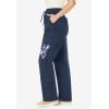 Woman Within Plus Size Convertible 2-in-1 Cargo Pant & Capri Elastic Waist(Navy Floral Embroidery)