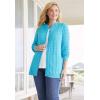 Woman Within Plus Size Cotton Cable Knit Cardigan Sweater(Emerald)