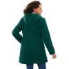 Woman Within Plus Size Double-Breasted Hooded Fleece Peacoat(Emerald Green)