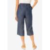Woman Within Plus Size Drawstring Denim Capri(Black)